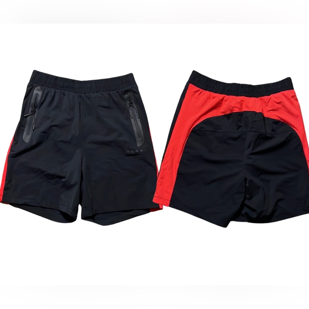 Koral Statement Nyal Men’s Athletic Shorts size Small Black/Red NWT